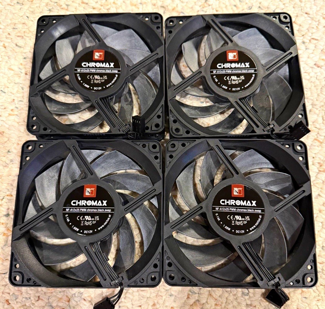 4x Noctua NF-A12x25 PWM chromax Fan Bundle w/ accessories
