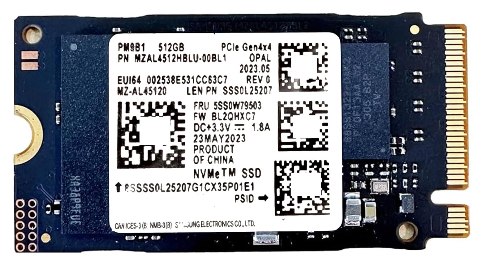 Samsung PM9B1 512GB NVMe SSD M.2 2242 PCIe Gen4x4 PM9B1|512GB, 4.0 2242