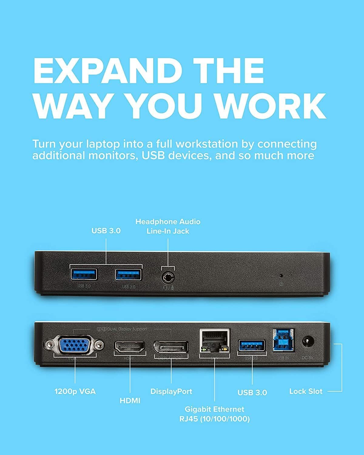 VisionTek VT1000 Dual Display USB 3.0 Docking Station Model: 091147 OPEN BOX