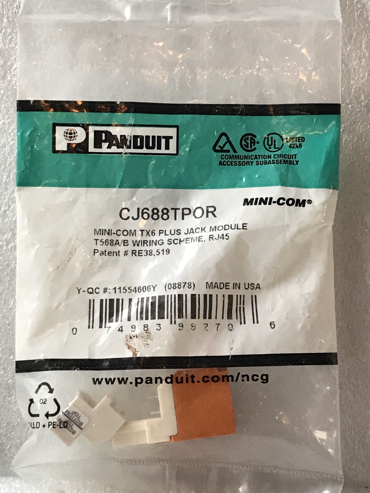 Panduit - CJ688TPOR - Cat6 - Mini-Com Jack Orange - New