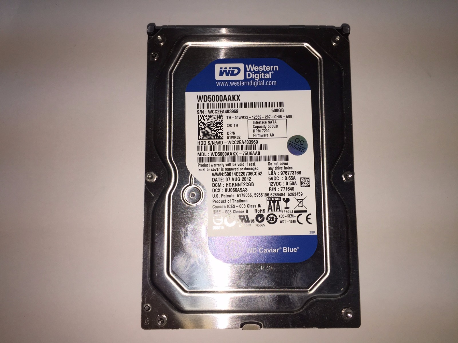 Western Digital WD5000AAKX-75U6AA0 500GB 3.5" SATA WD5000AAKX 7200RPM TESTED