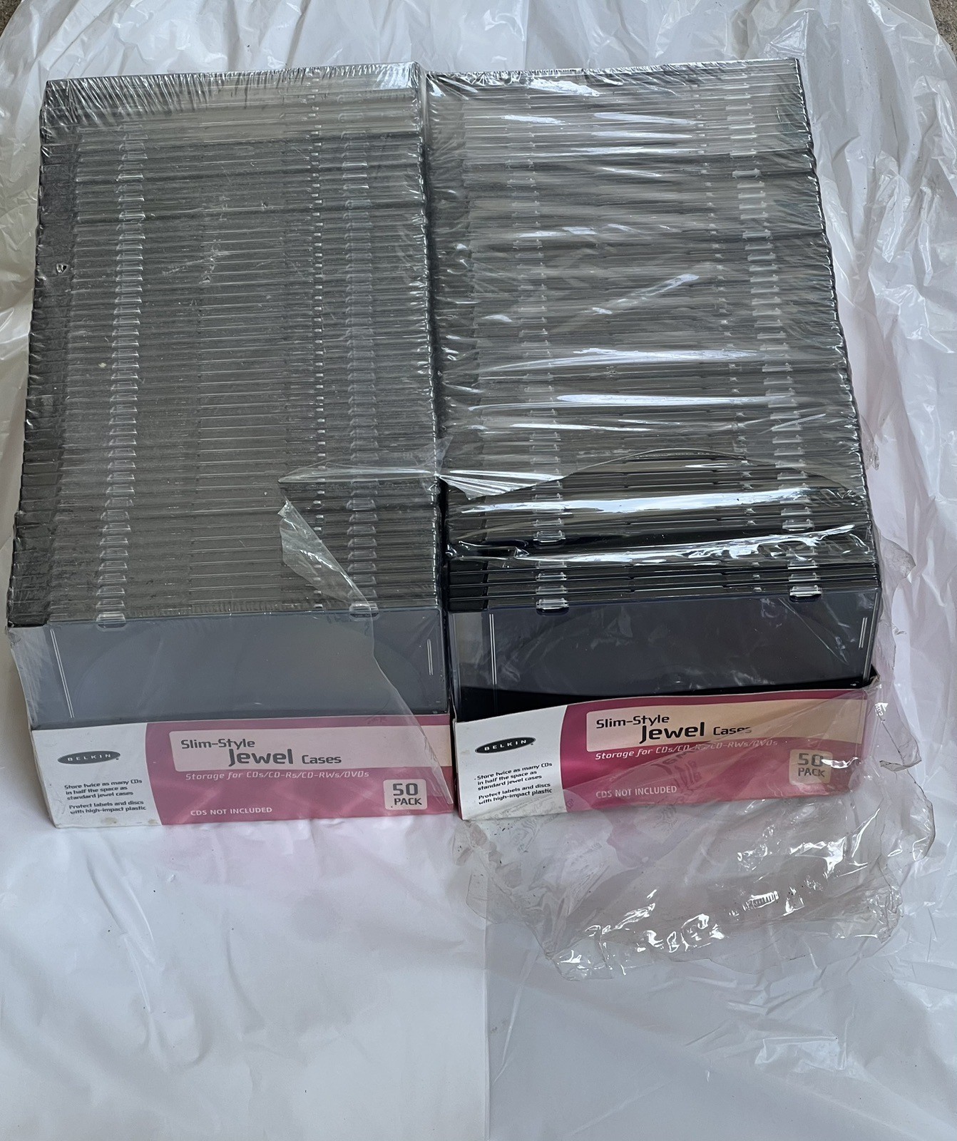 97 Single Slim Style CD/DVD Jewel Cases Black and Clear Belkin Storage Cases New