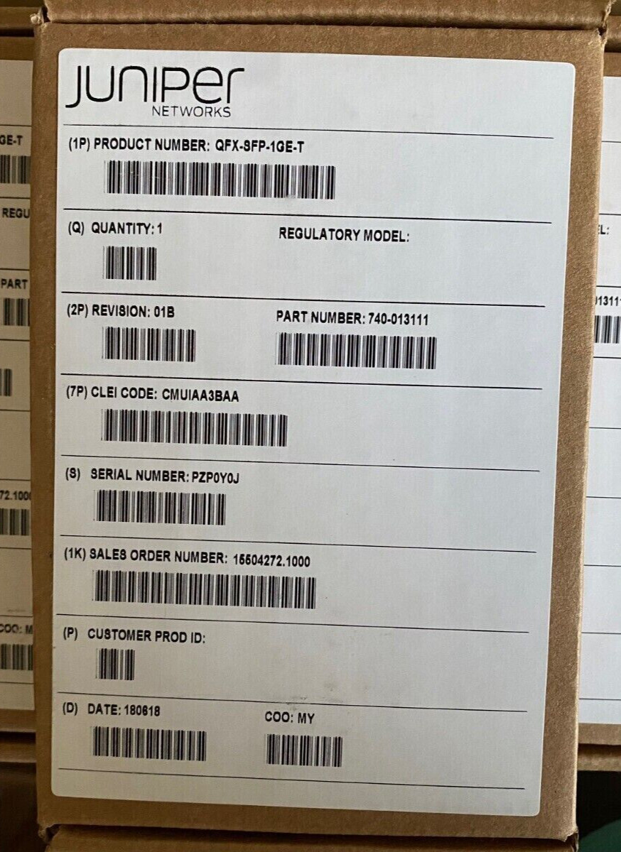 Brand new sealed Juniper QFX-SFP-1GE-T 740-013111 1000Base-T SFP-T RJ45 100m