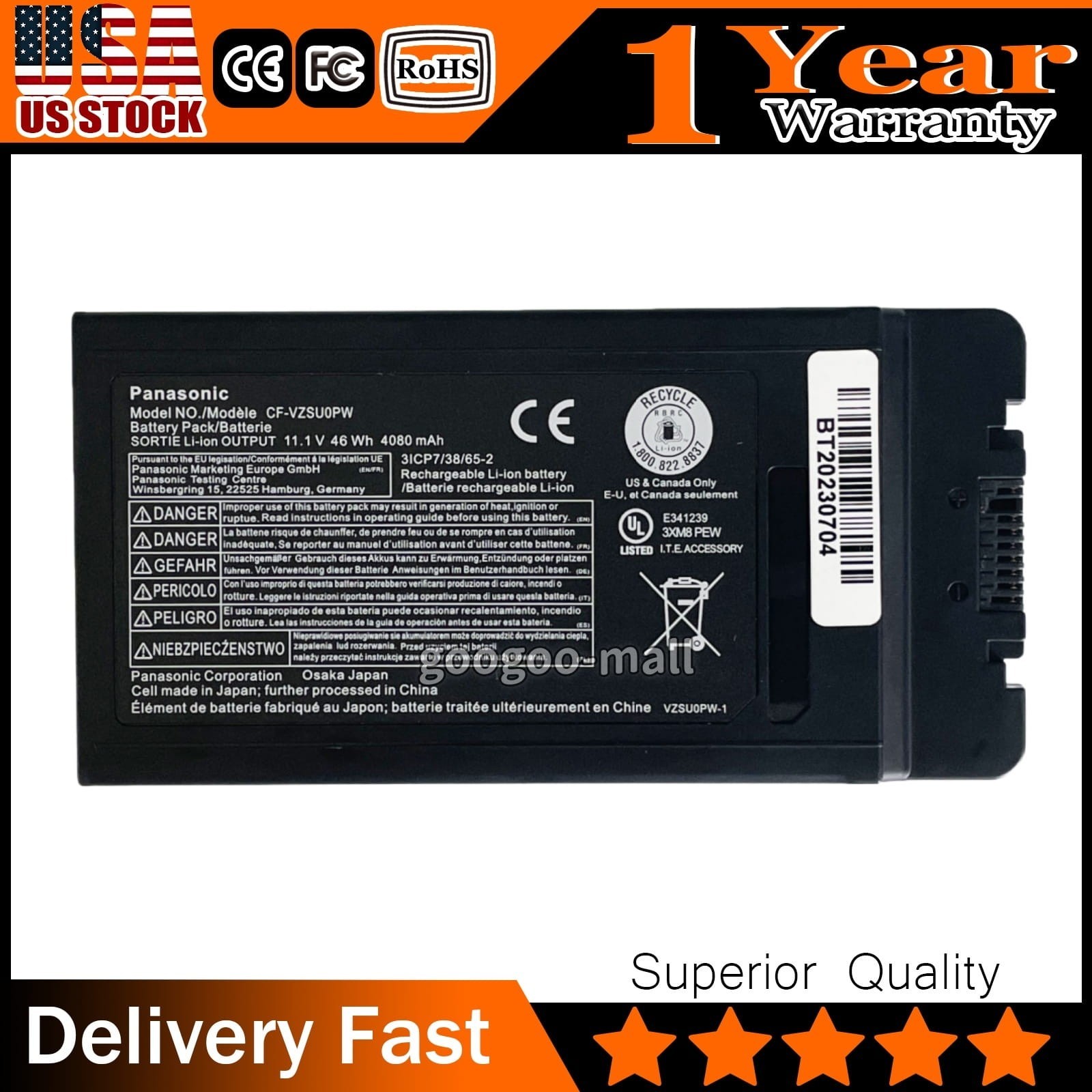 New Genuine 46WH CF-VZSU0PW CF-VZSU0PR Battery for Panasonic TOUGHBOOK CF-54