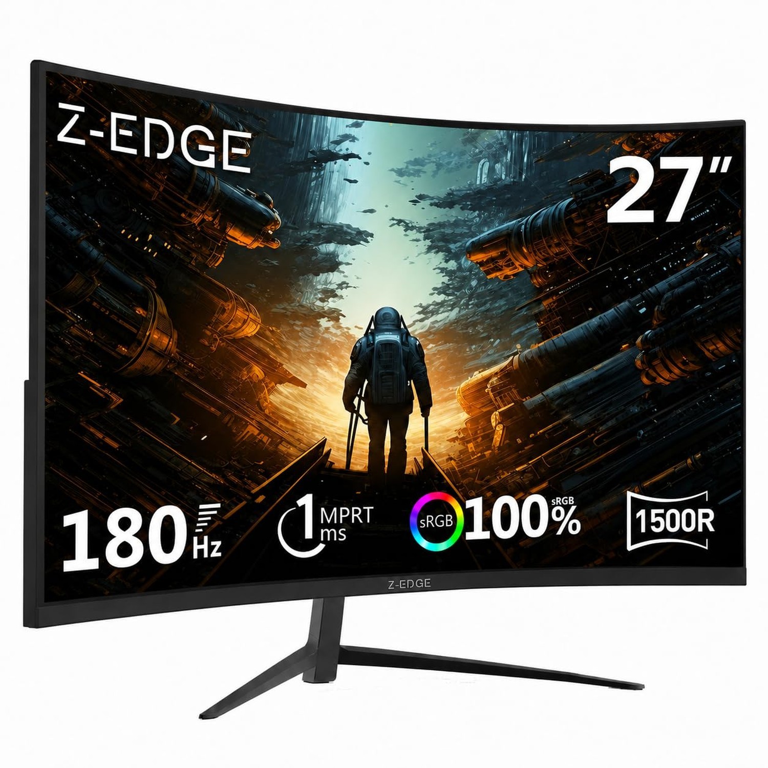 Z-Edge 27 inch Curved Gaming Monitor, 1080P, 180Hz/144Hz Computer Screen