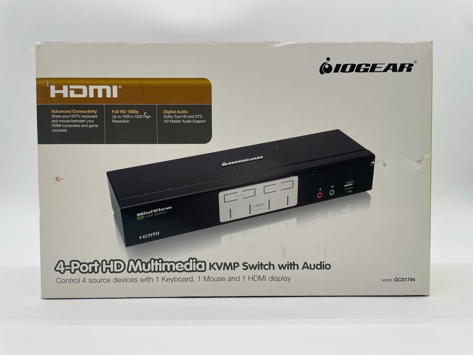 IOGEAR 4-Port HDMI Multimedia KVMP Switch with Audio (GCS1794)