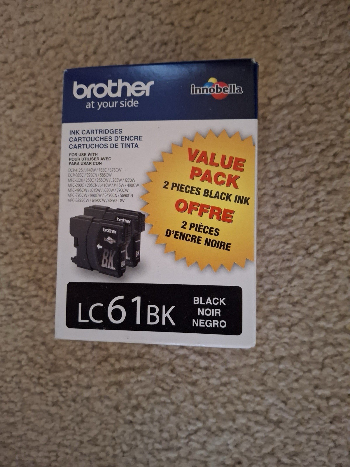 Brand NEW 2 Pack Brother LC61BK 61 Genuine Ink Cartridges BLACK 1058