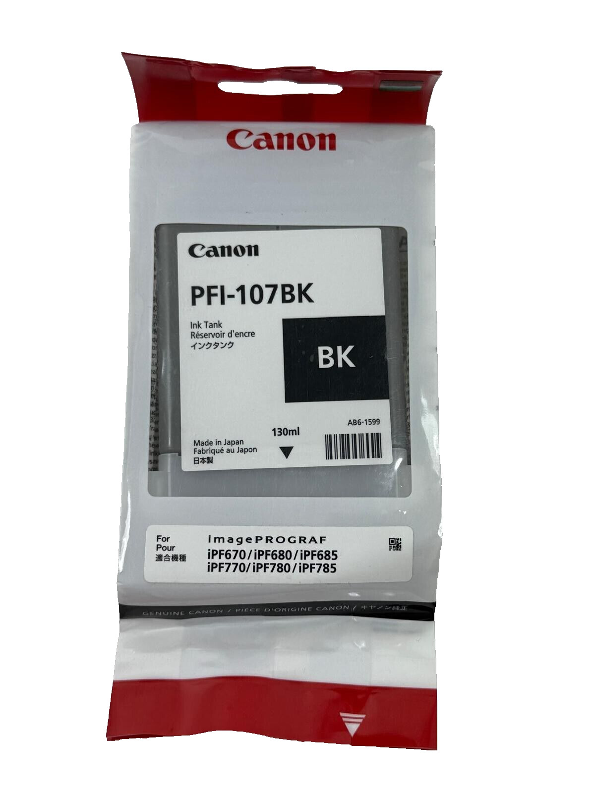 GENUINE CANON PFI-107BK BLACK INKJET CARTRIDGE 6705B001 NEW SEALED