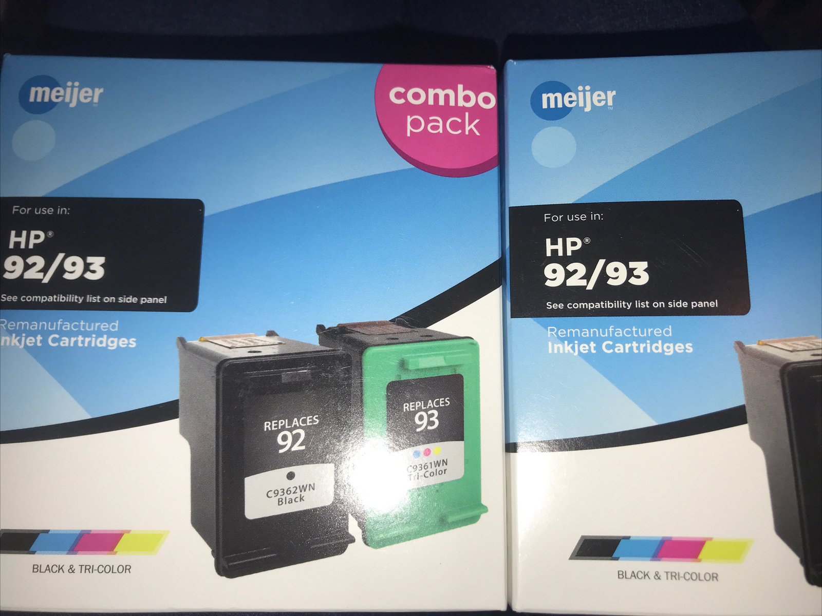 New 2 Sealed HP 92/93 Meijer Remanufactured Inkjet Cartridges Combo Packs