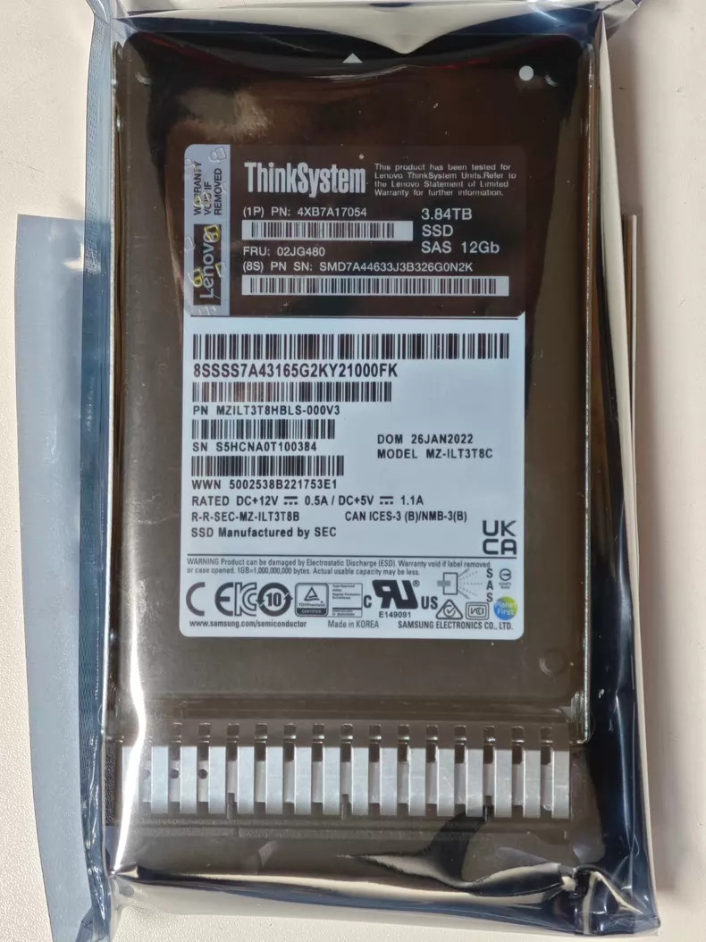 Lenovo 02JG480 3.84TB 4XB7A17054 ThinkSystem 2.5" Capacity SAS 12Gb Hot Swap SSD