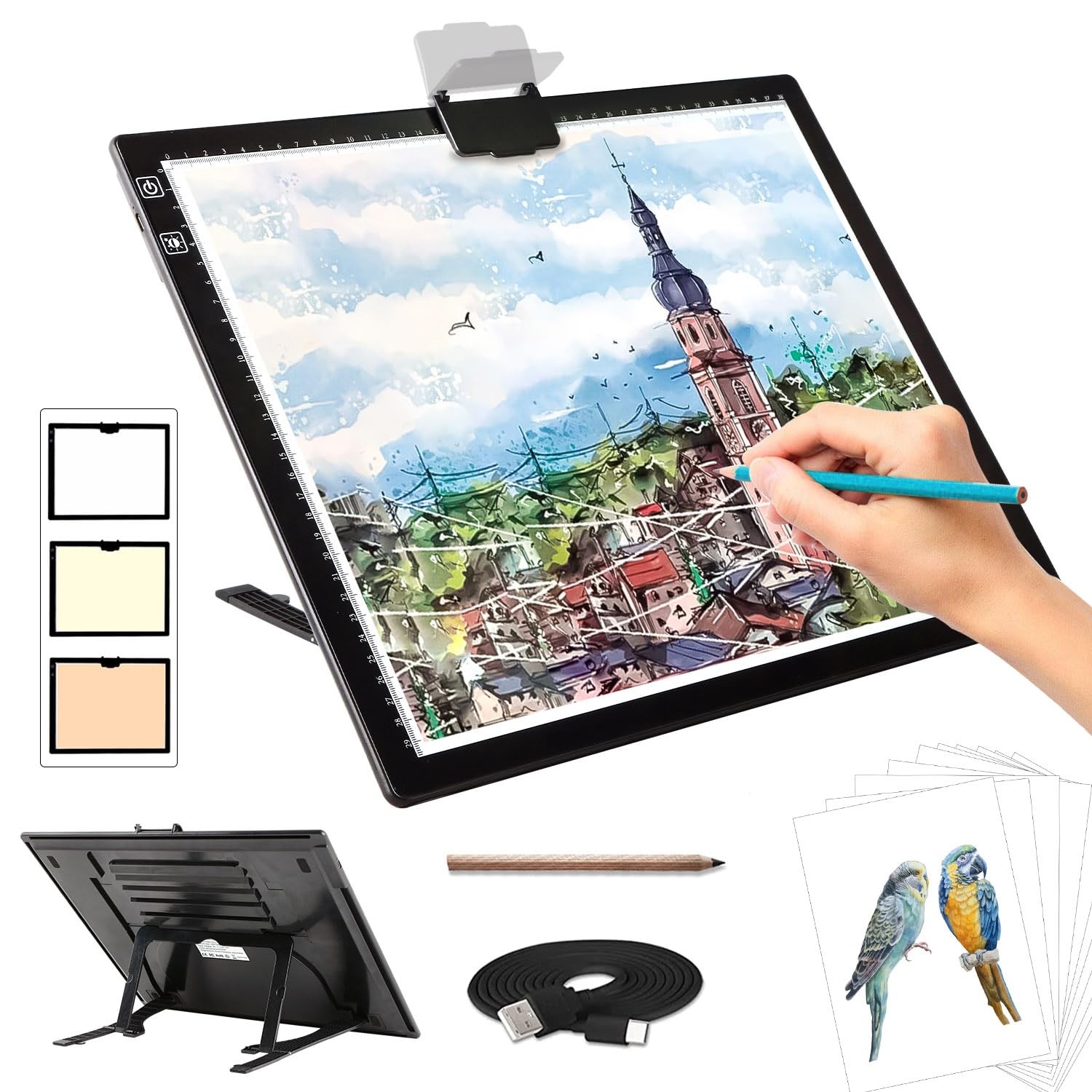 Rechargeable A3 Light Pad for Diamond Painting,Tracing Box with Black