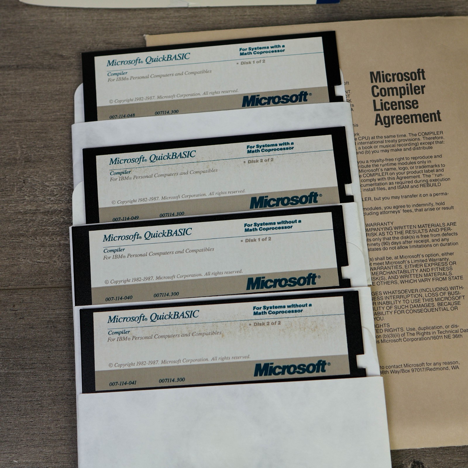 Microsoft QuickBASIC 3.0 Compiler 1987 IBM PC DOS 5.25 Floppy Disks and Manual