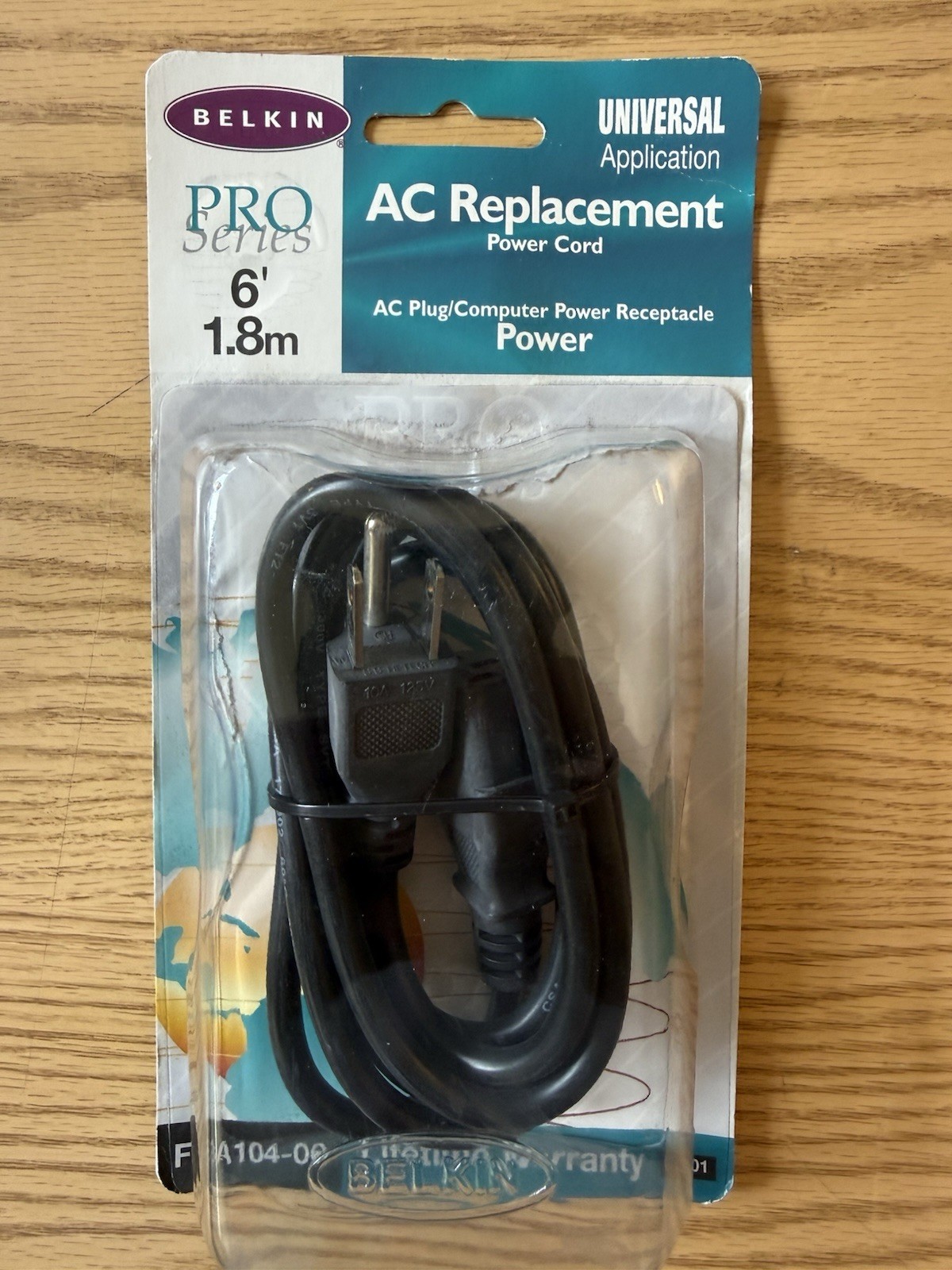 BELKIN F3A104-06 PRO SERIES 6-FOOT 1.8m UNIVERSAL AC REPLACEMENT POWER CORD NEW