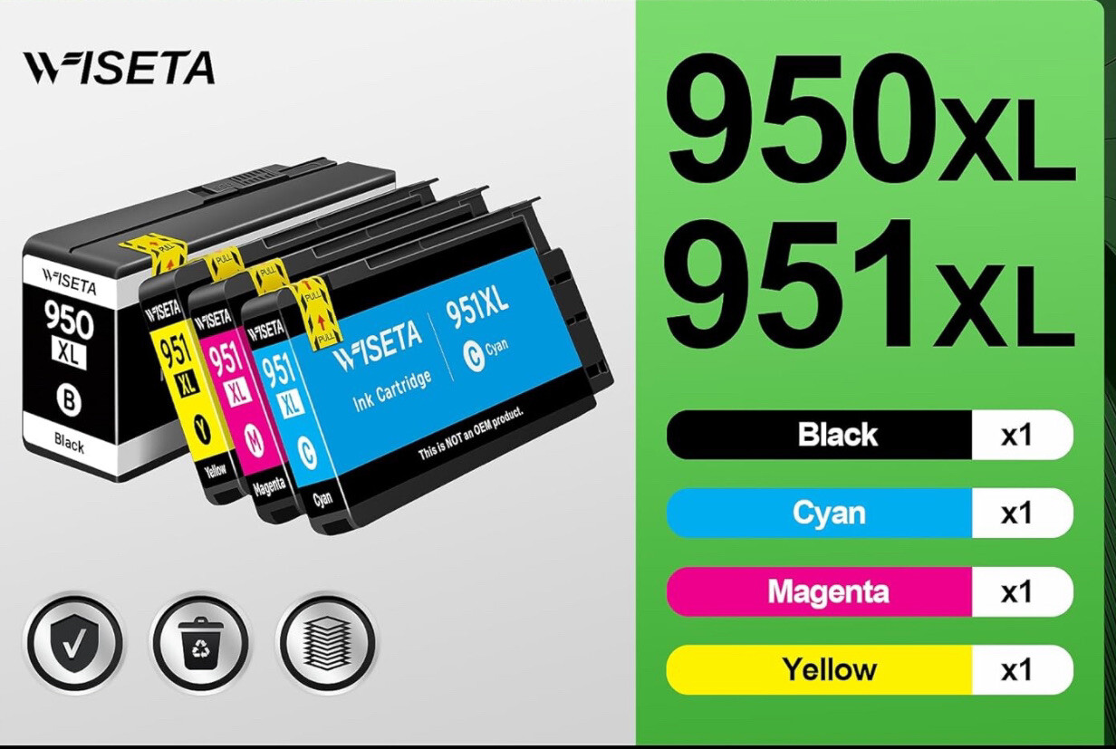 950XL 951XL Ink Cartridges Combo Pack Compatible Ink Cartridge Replacement fo...