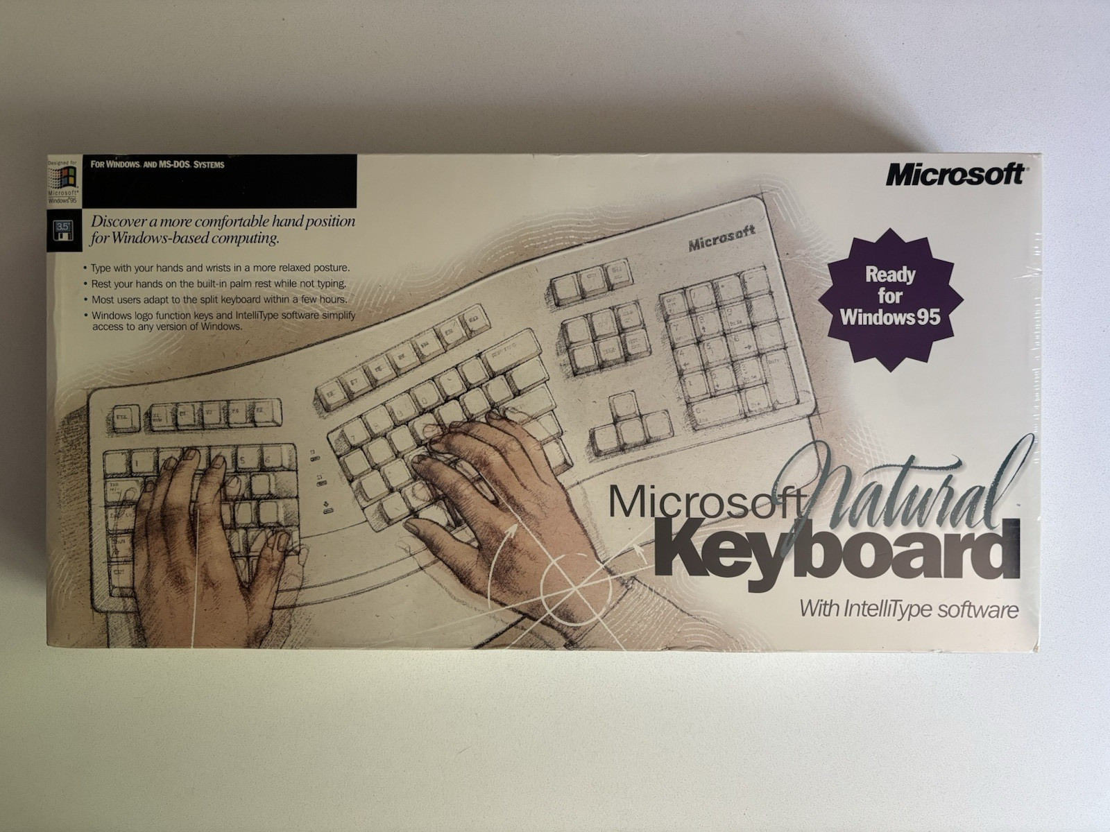 Vintage 1995 Microsoft Natural Keyboard Ergonomic Windows - Brand New Sealed