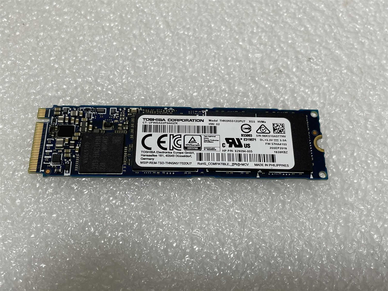 For HP 840950-001 Toshiba THNSN5512GPU7 XG3 M.2 Nvme 512GB SSD Hard Drive