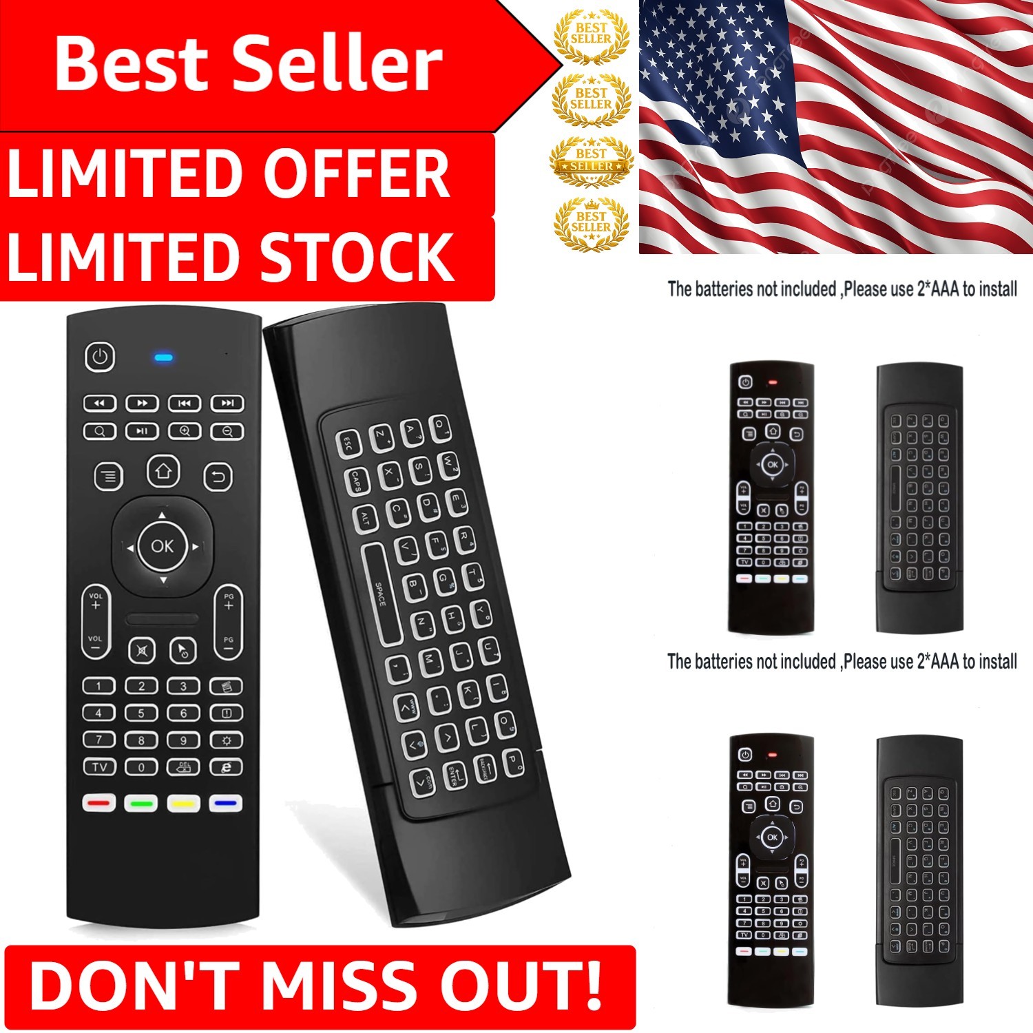 Multifunctional MX3 Pro Mini Remote Control: Keyboard & Mouse Combo with IR