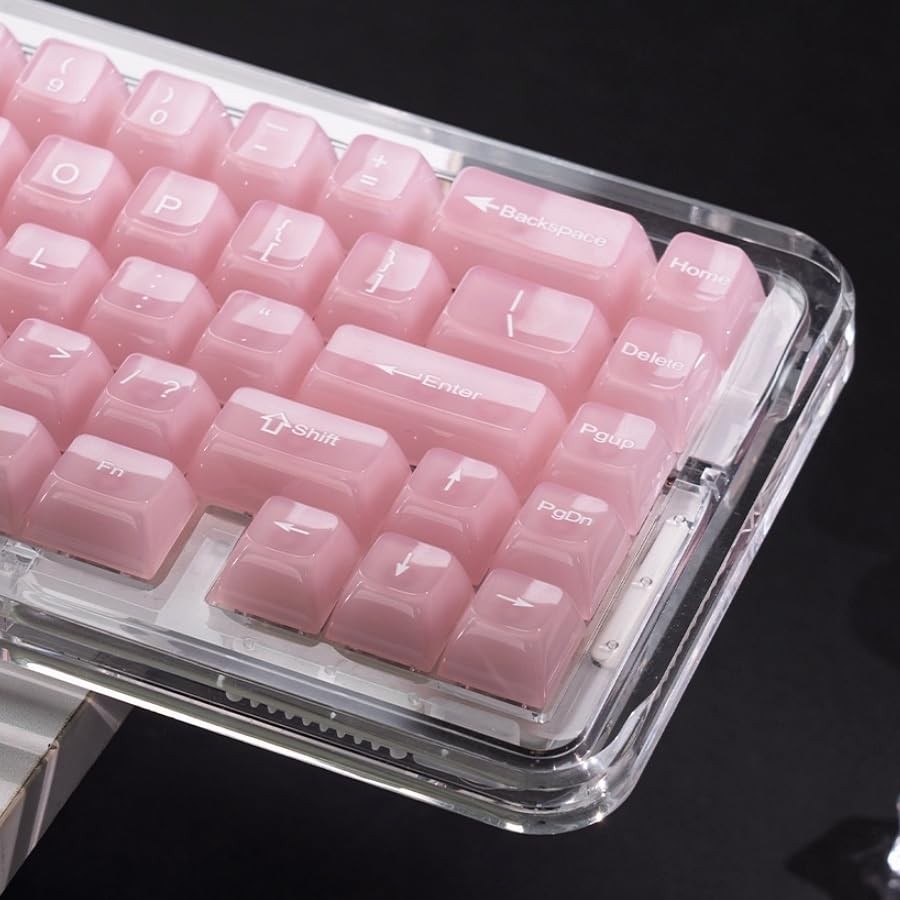 Transparent Pink Clear Jelly MDA Profile Custom Keycaps For Cherry MX Switches