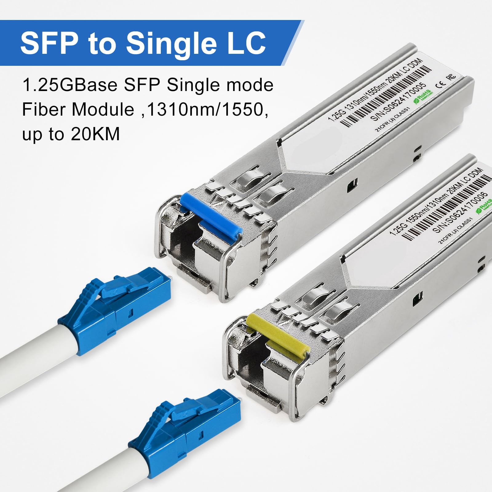 A Pair 10G Bidi SFP Transceiver, For Cisco SFP-10G-BXU-I Simplex LC 20~40KM