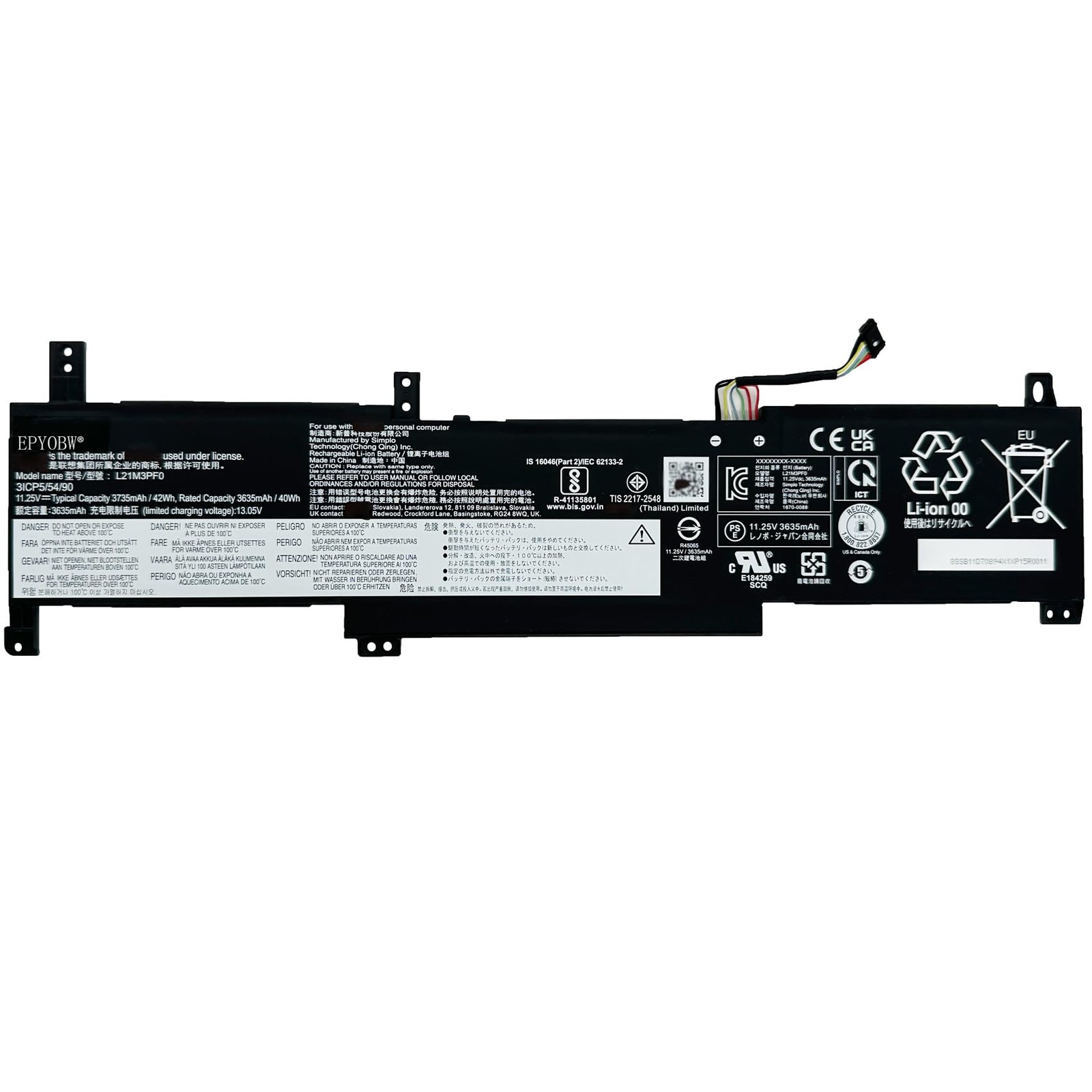 EPYOBW L21M3PF0 Laptop Battery for Lenovo IdeaPad
