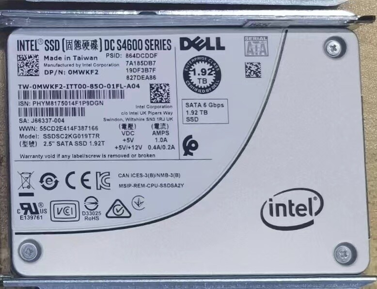 compatible Intel 1.92TB SSD S4600 DC Series SSDSC2KG019T7R 0MWKF2 DELL SATA6Gbps