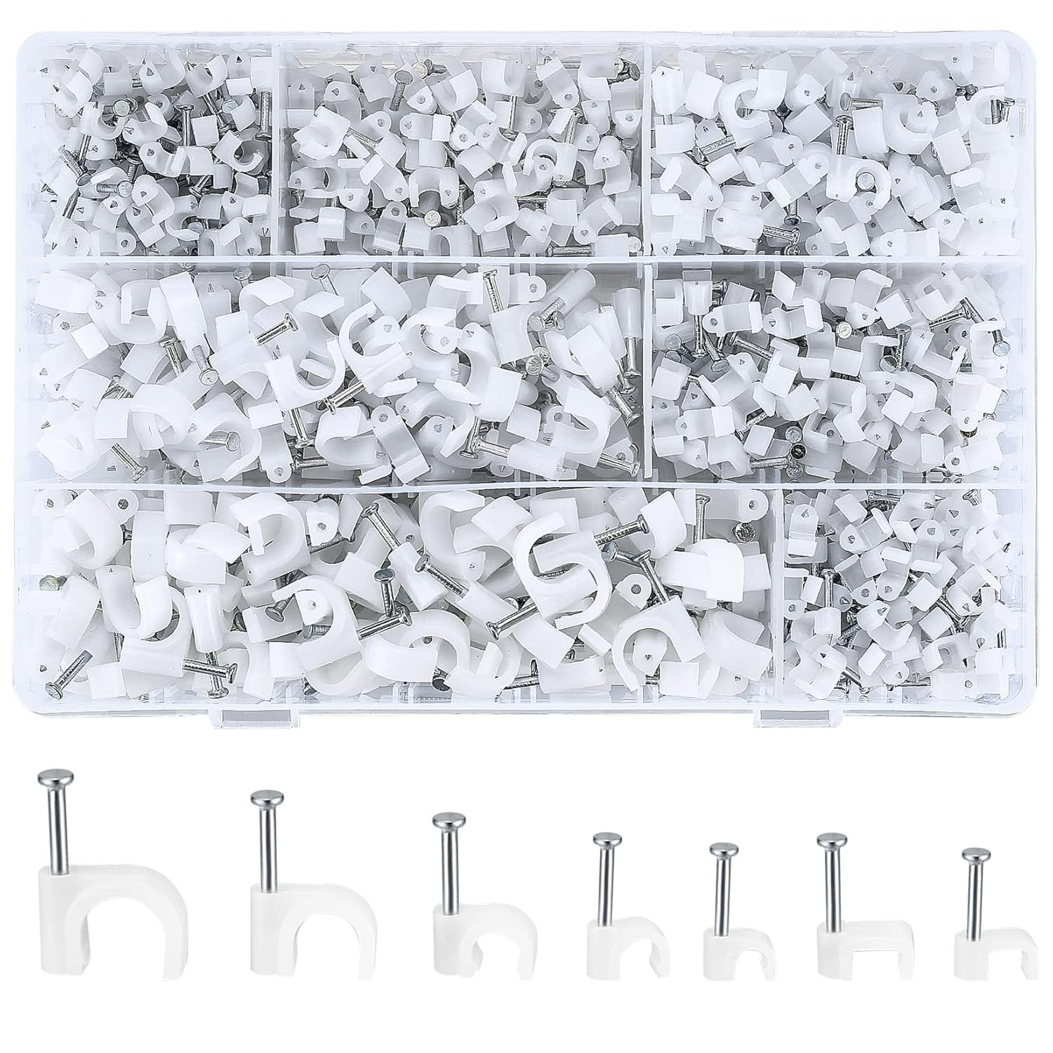 700 Pcs Cable Clips with Steel Nails, Cable Wire Cord Management Clips, White Et