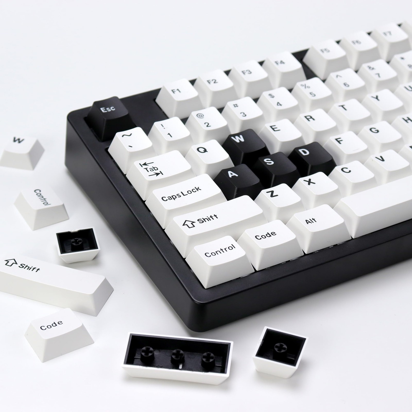 174 PCS Bow PBT Keycap White Black Fits 61/64/68/84/87/100/104/108 Keys