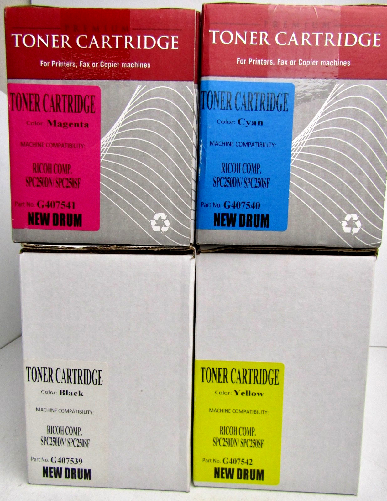 Compatible Ricoh Toner SET for SP C250DN SPC250SF 407539, 407540, 407541, 407542