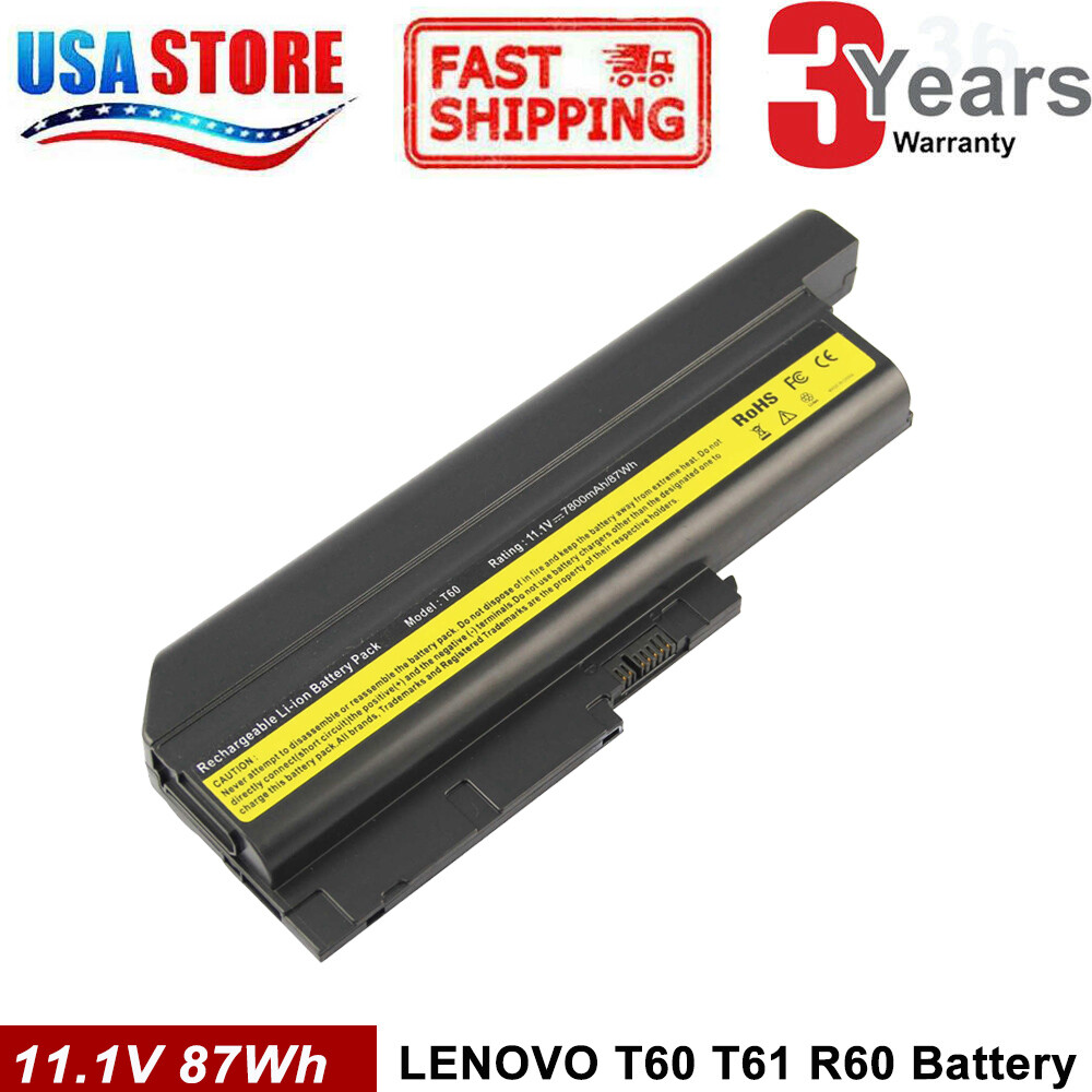 7800mAH Battery For LENOVO ThinkPad T500 W500 R60 R61 T60P T61 40Y6795 41N5666