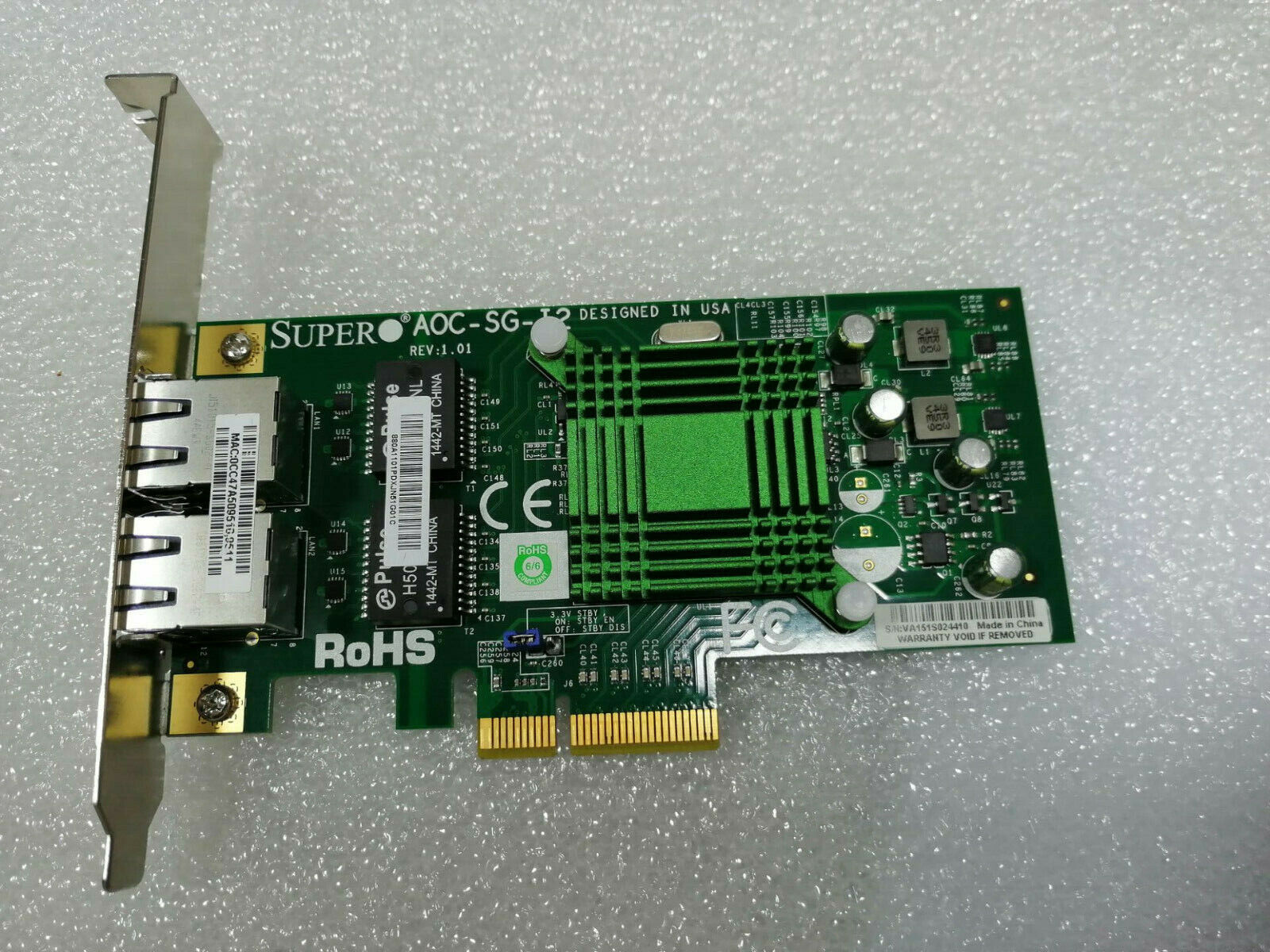 SuperMicro AOC-SG-I2 Dual Port Gigabit PCI-E Low Profile Ethernet Card