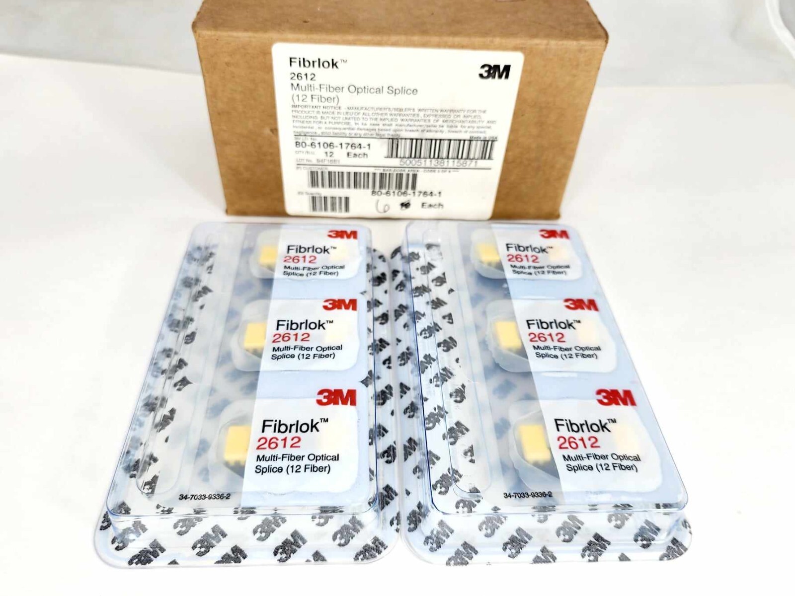 6 3M Fibrlok 2612 Multi-Fiber Optical Splice Splicing Connectors 12 fiber NEW