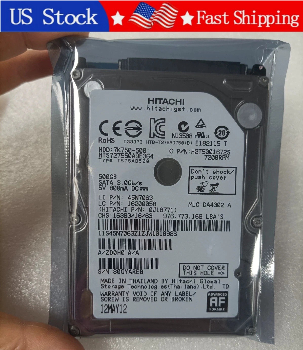 New HGST HTS727550A9E364 500GB 7200RPM SATA 2.5" Laptop Internal Hard Disk Drive