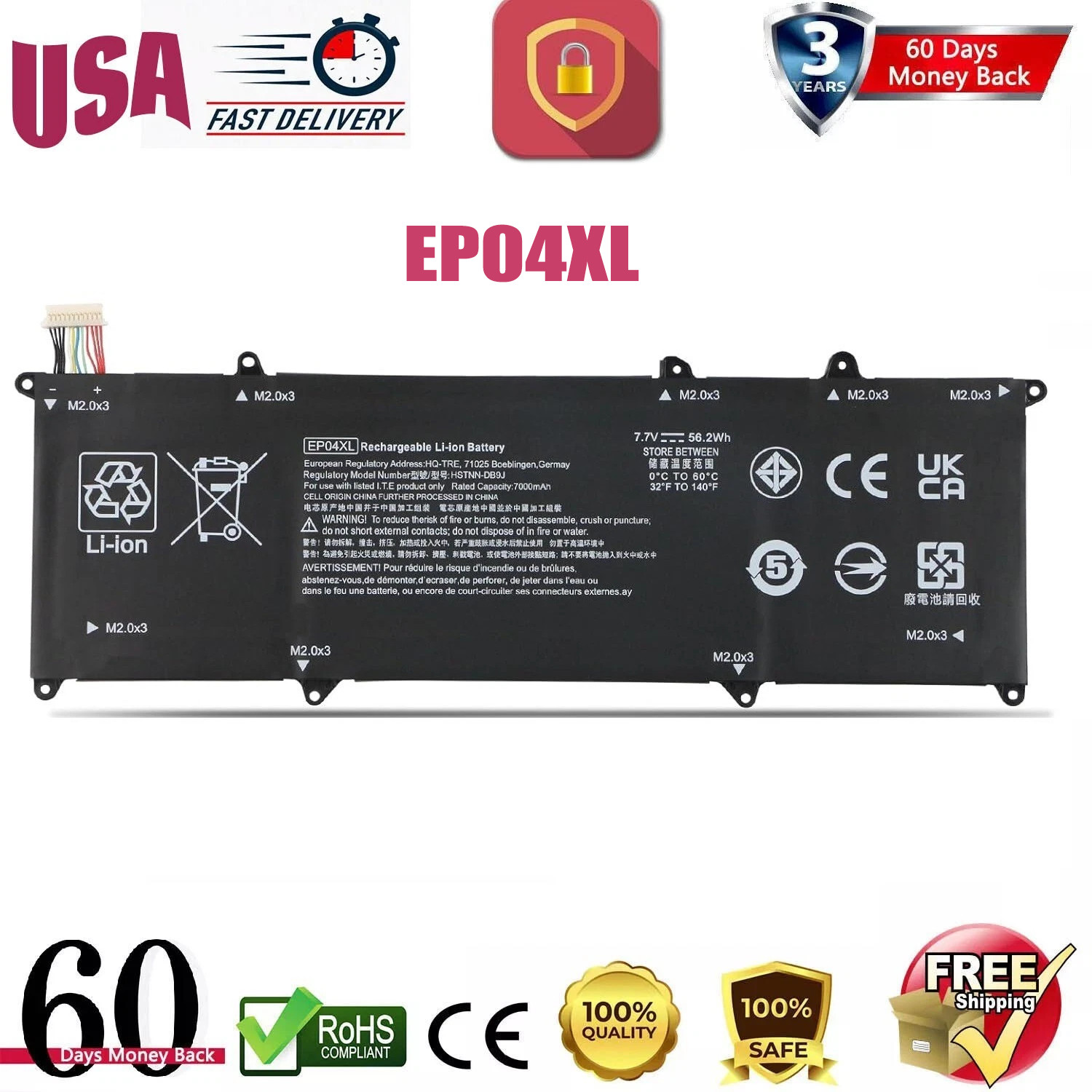 New EP04XL Battery For HP Elite Dragonfly G1 G2 HSTNN-DB9J HSTNN-IB8Y