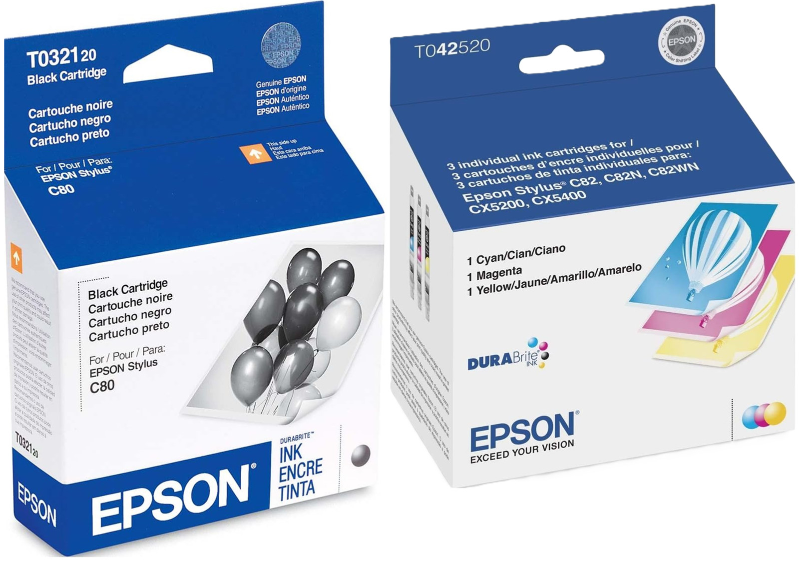 New Genuine Epson 32 42 Black Cyan Magenta Yellow 4PK Ink Cartridges
