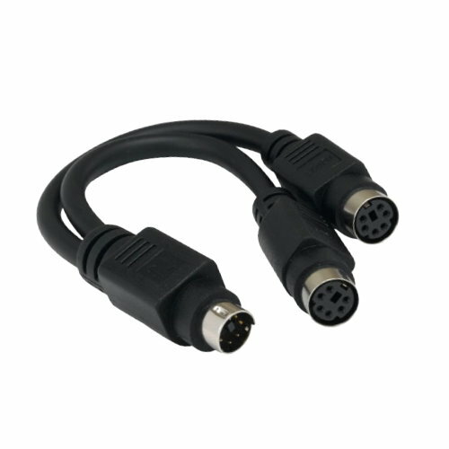 Kentek 6 inch Mini DIN6 Male to 2x MDIN6 Female Y Cable PS/2 Keyboard Mouse