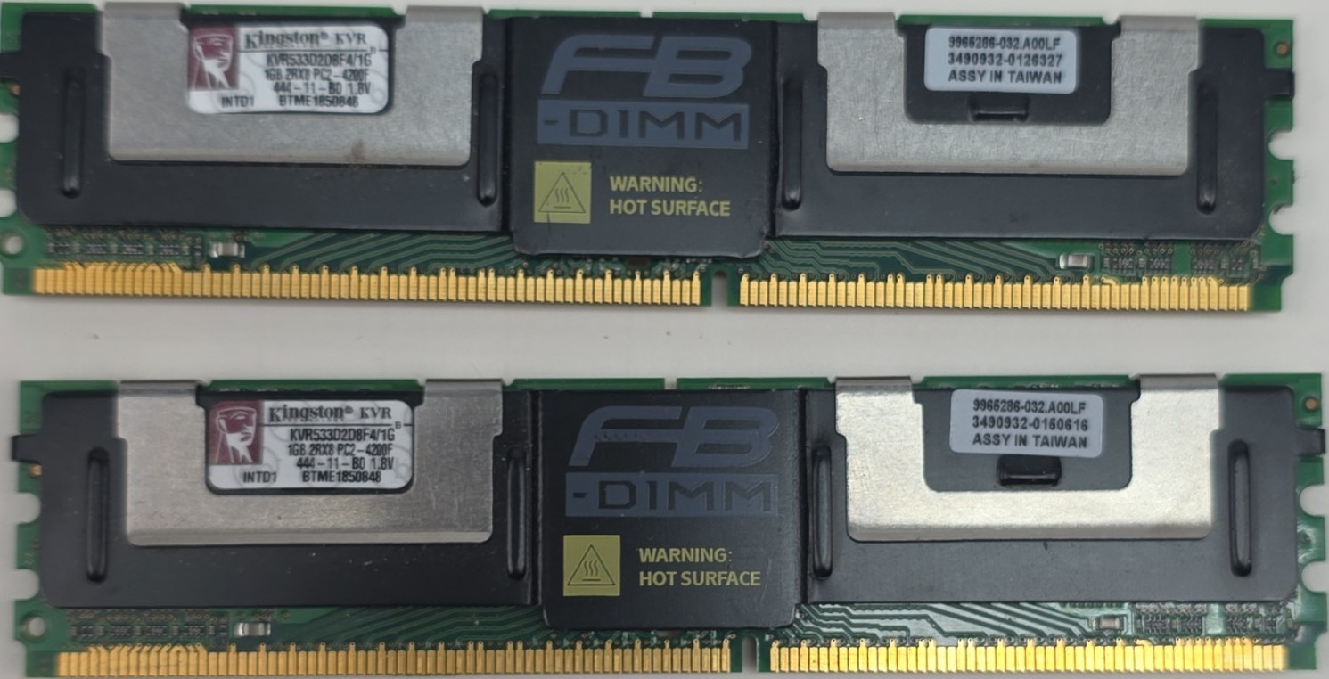 Kingston DDR2 FB-DIMM 2x1GB PC2-4200F 240-Pin Fully Buffered KVR533D2D8F4/1G