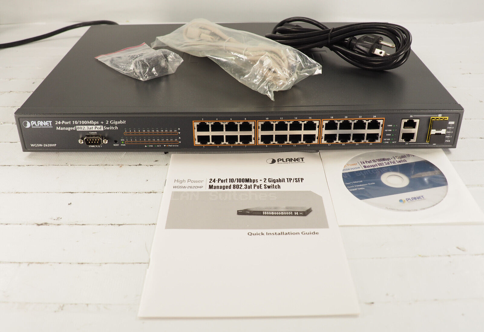 (Open Box) Planet WGSW-2620HP  36 RJ45 Port 2 SFP Port Gigabit Networking Switch