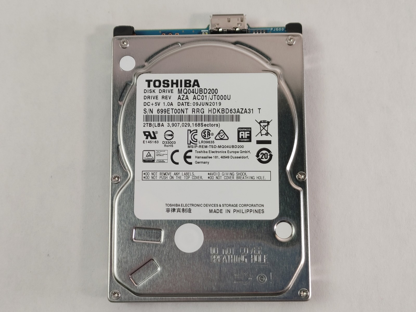 Toshiba MQ04UBD200 2 TB 2.5 in USB 3.0 External Hard Drive