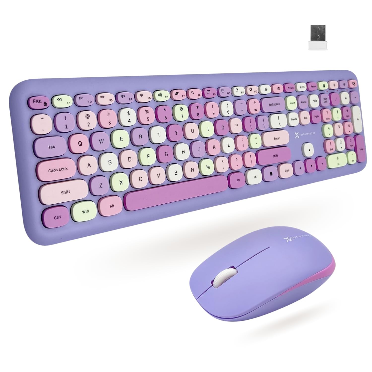 X9 Wireless Keyboard and Combo - 2.4G Colorful Purple Keyboard and Wireless -...