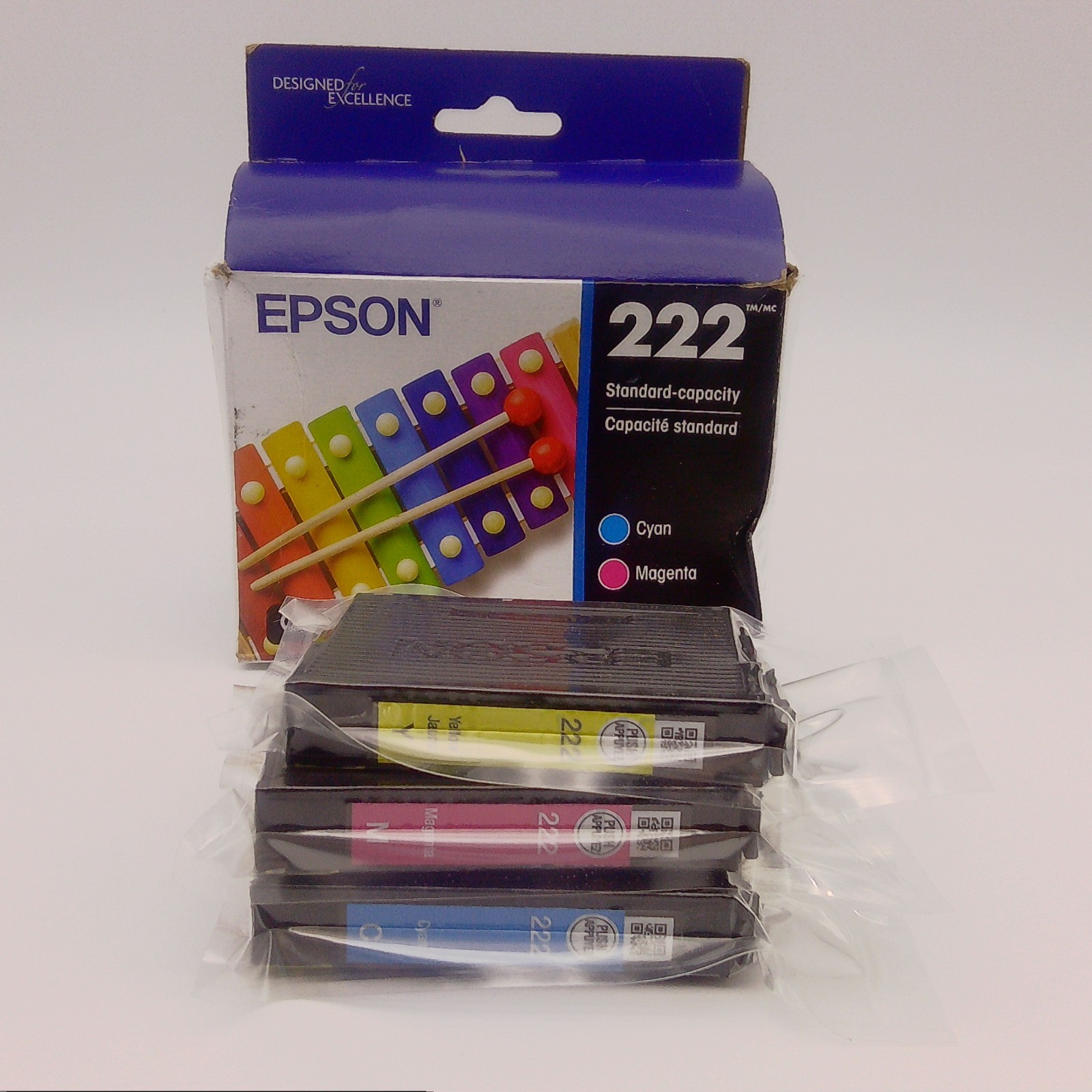 Epson 222 Color Ink Cartridges T222520 Cyan Magenta Yellow Exp. 03/2029