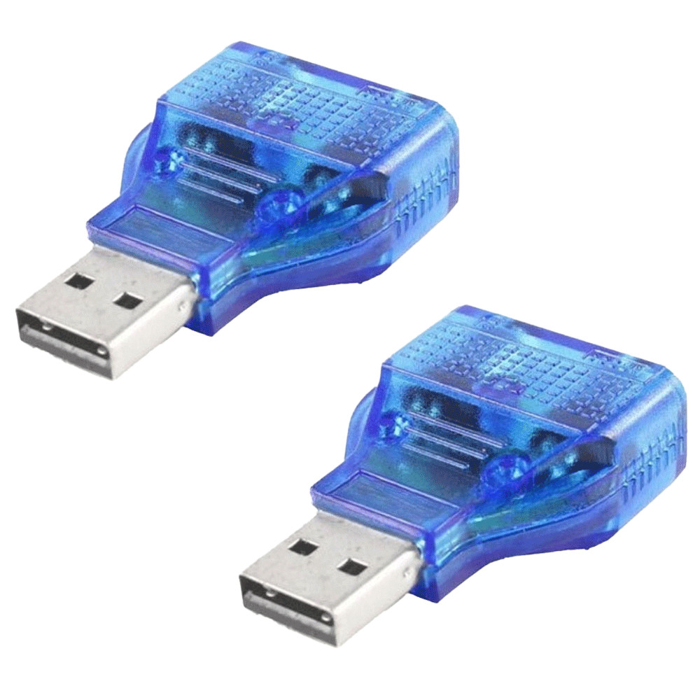 2PCS NEW For PS/2 Mouse Keyboard USB To Dual 2 PS2 PS/2 Converter Adapter Blue#