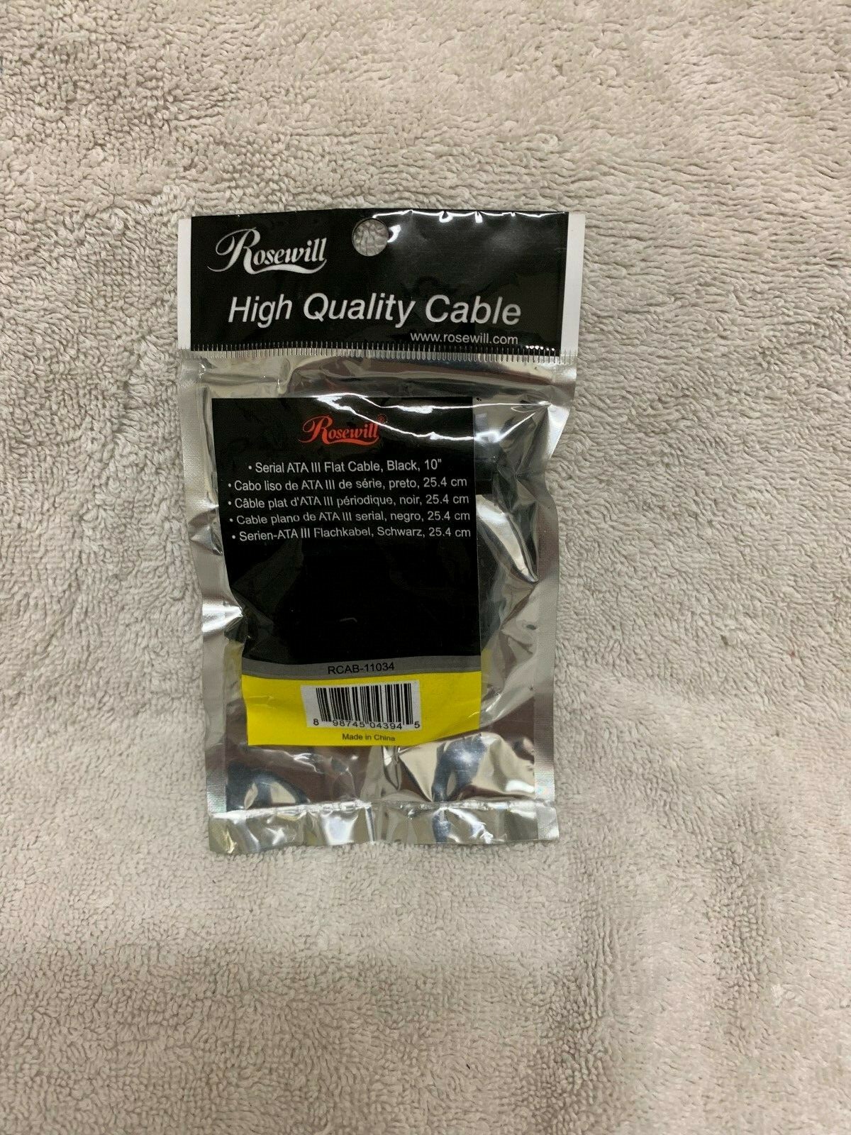 Rosewill Serial ATA III Flat Cable Black 10"