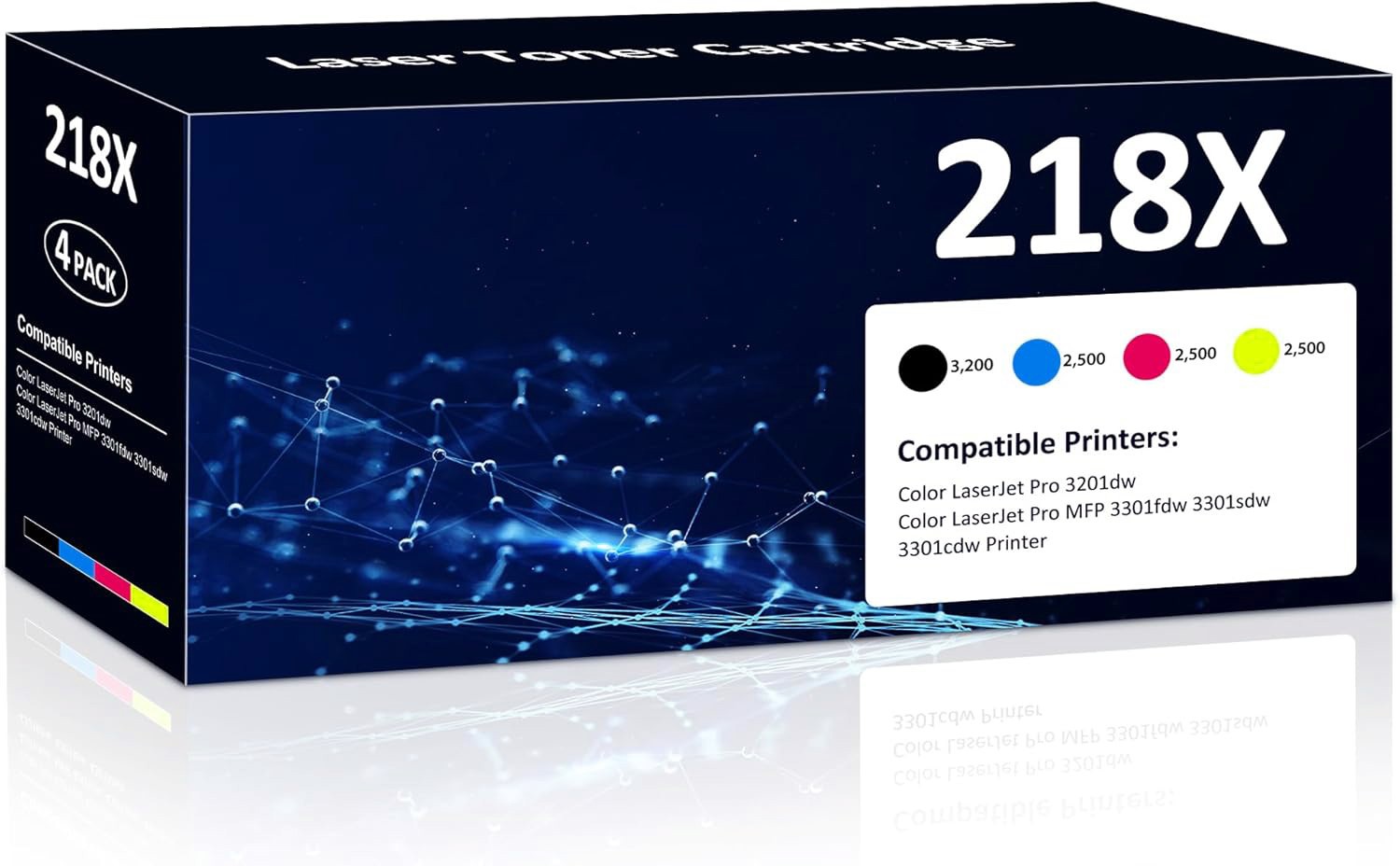 ** NEW | 4pk 218X / 218A Toner | Black / Color | Compatible HP | With Chips | क़