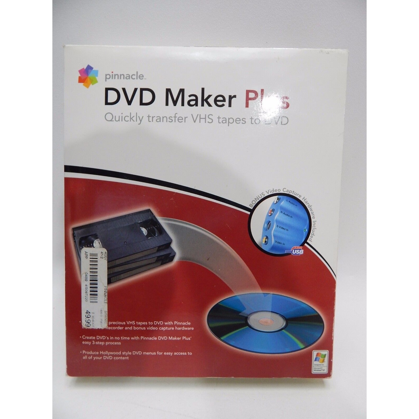 Pinnacle DVD Maker Plus Quickly Transfer VHS Tapes To DVD NEW OPEN BOX
