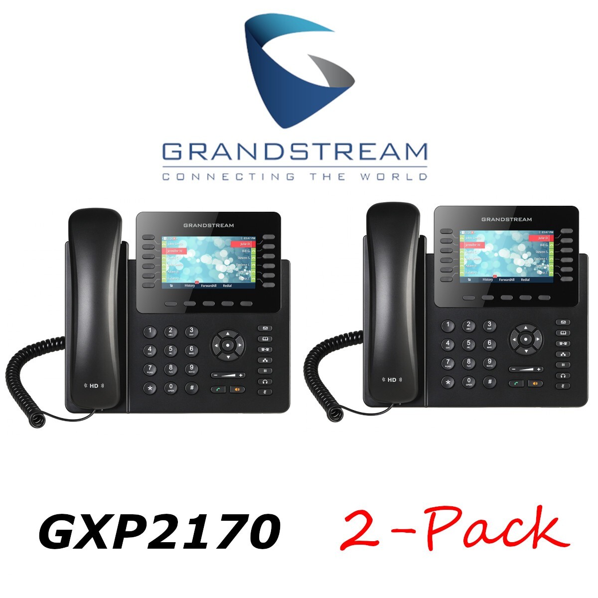 2 Pack Grandstream GXP2170 12-Line Office Phone Color Display Dual Gigabit