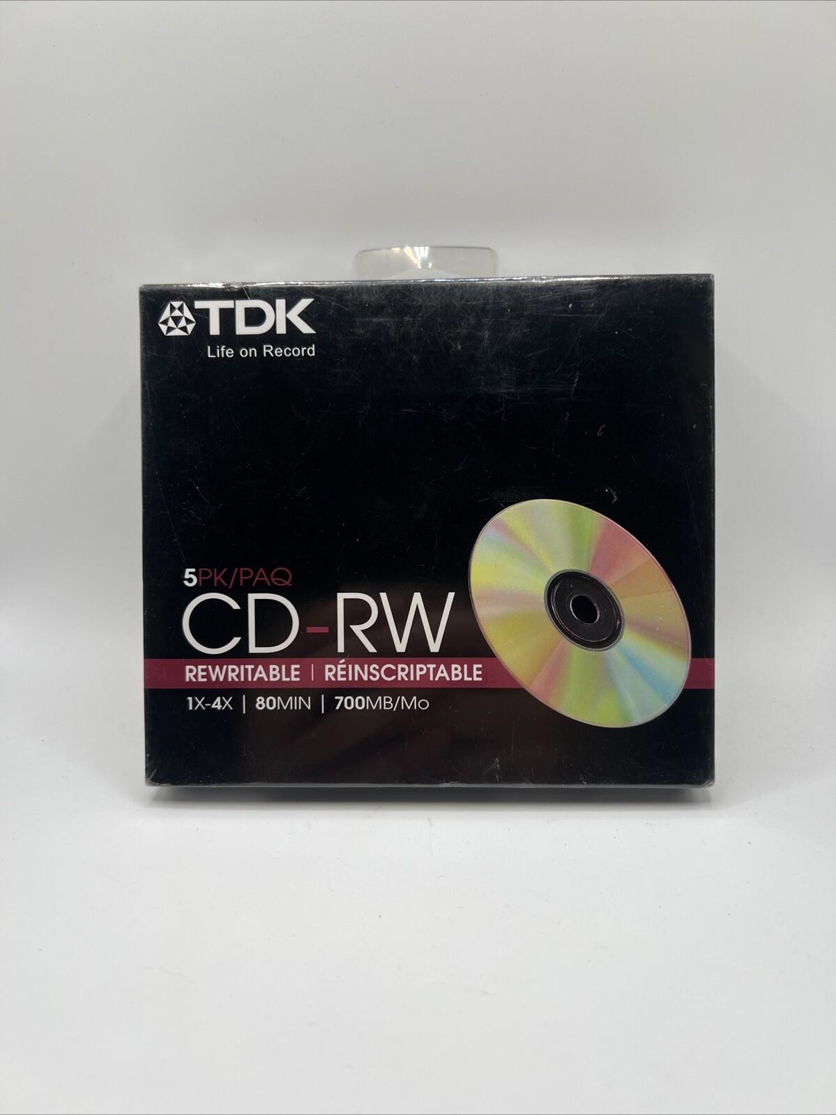 TDK CD-RW 5 Pack 1X-4X,  80MIN 700MB w Slim Cases Brand New Sealed