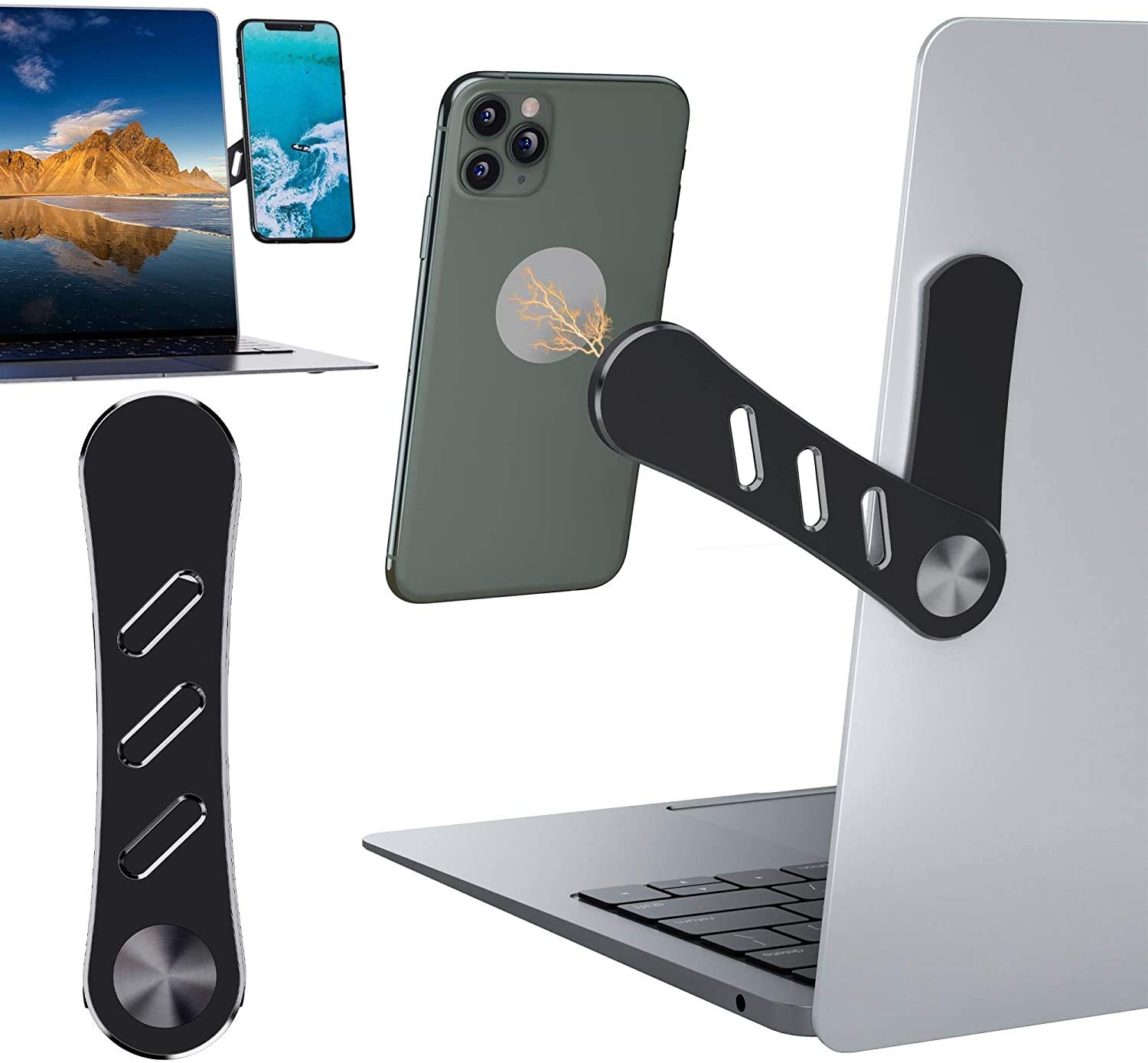 Magnetic Phone Holder, Laptop or Desktop Monitor Side Mount Phone Holder, Sli...