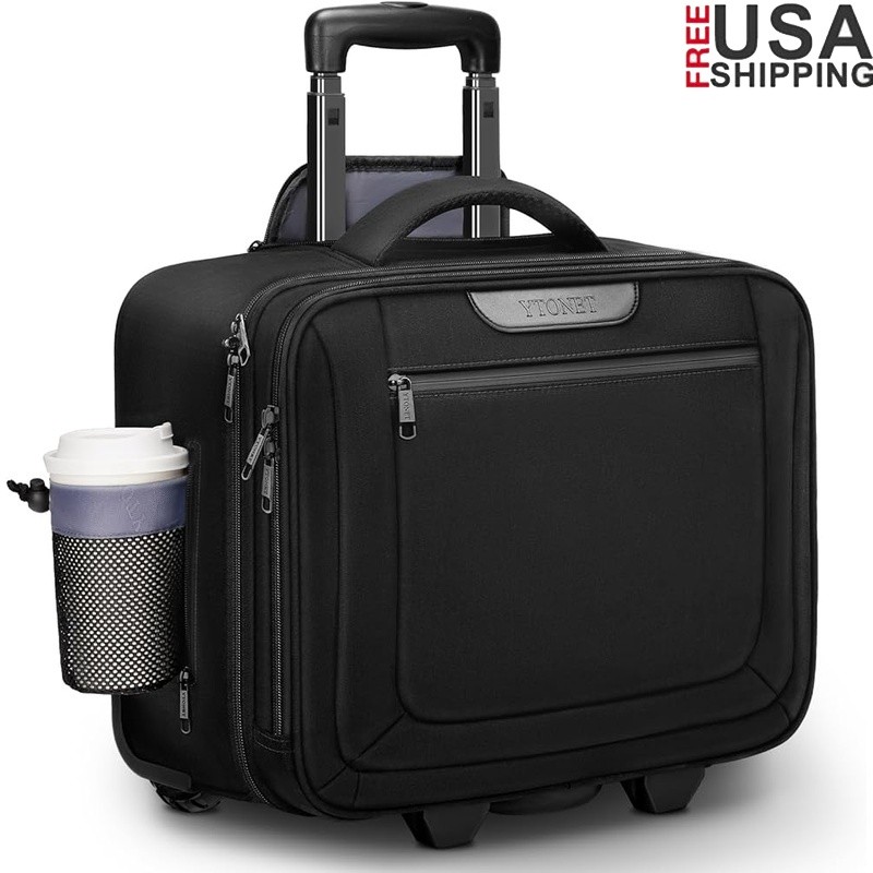 Rolling Laptop Bag 17.3 Inch Wheeled Briefcase Durable Travel Computer Bag New