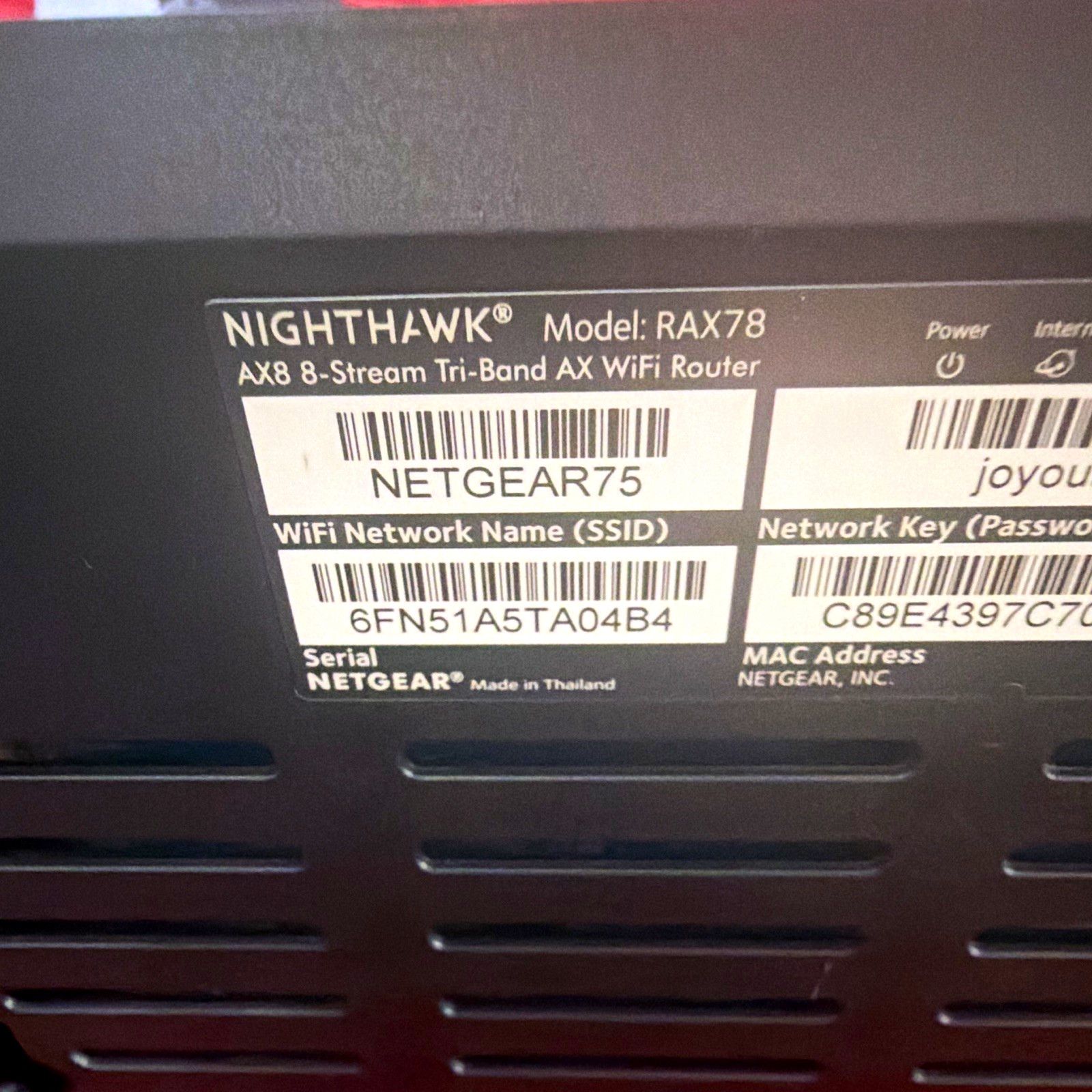 NETGEAR Nighthawk RAX78 Tri-Band WiFi Router AX8 4-Port Gigabit USB 3.0 Black