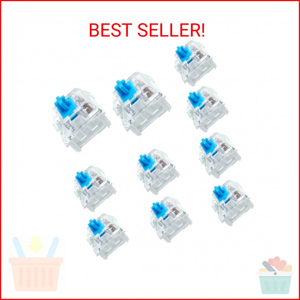 BlingKingdom 10 PCS Blue Switch Replacement 3 PIN Mechanical Keyboard Switches, 